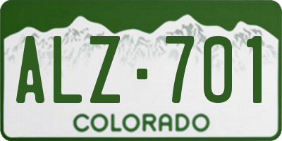 CO license plate ALZ701