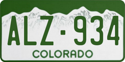 CO license plate ALZ934