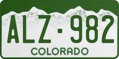 CO license plate ALZ982