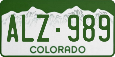 CO license plate ALZ989