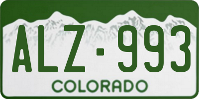 CO license plate ALZ993