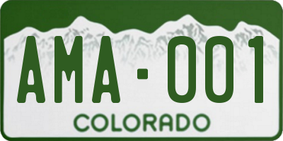 CO license plate AMA001
