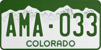CO license plate AMA033