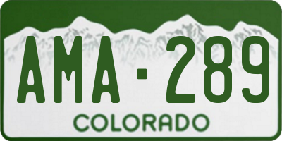 CO license plate AMA289