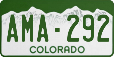 CO license plate AMA292