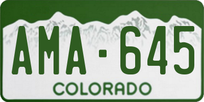 CO license plate AMA645