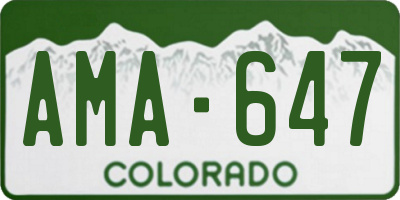 CO license plate AMA647
