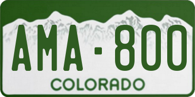 CO license plate AMA800