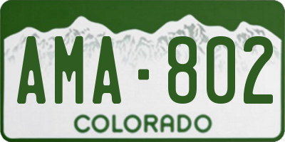 CO license plate AMA802