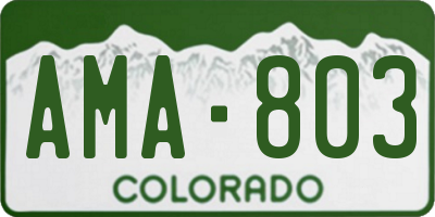 CO license plate AMA803