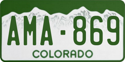 CO license plate AMA869