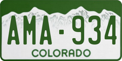 CO license plate AMA934