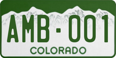 CO license plate AMB001
