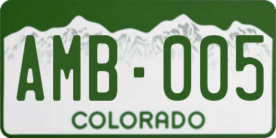 CO license plate AMB005