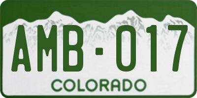 CO license plate AMB017