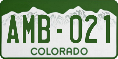 CO license plate AMB021