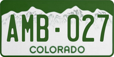 CO license plate AMB027