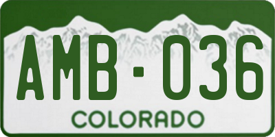 CO license plate AMB036