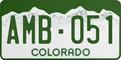 CO license plate AMB051