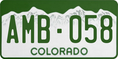 CO license plate AMB058