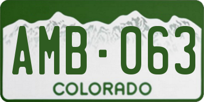 CO license plate AMB063
