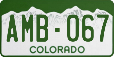 CO license plate AMB067