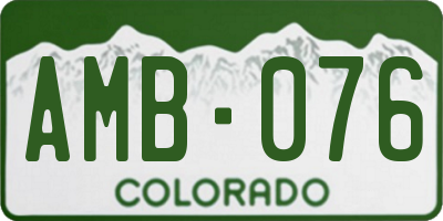 CO license plate AMB076