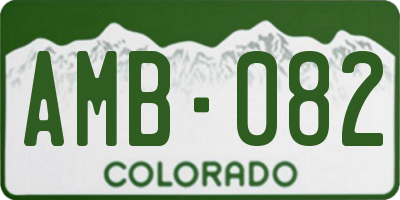 CO license plate AMB082