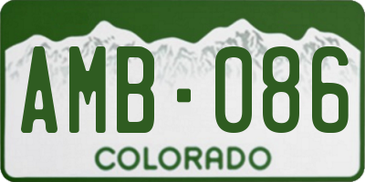 CO license plate AMB086