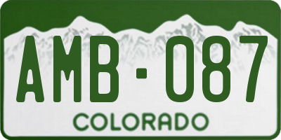CO license plate AMB087