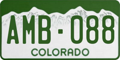 CO license plate AMB088