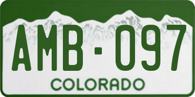 CO license plate AMB097