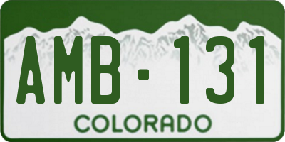 CO license plate AMB131