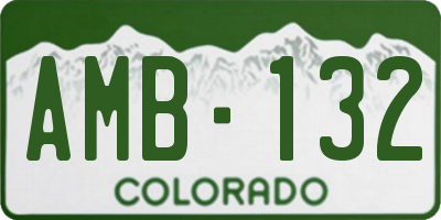 CO license plate AMB132