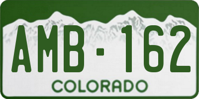 CO license plate AMB162