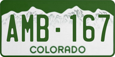 CO license plate AMB167