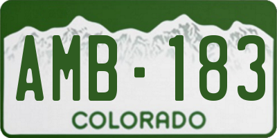 CO license plate AMB183