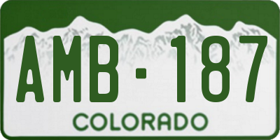 CO license plate AMB187