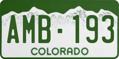CO license plate AMB193