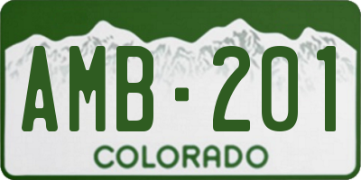 CO license plate AMB201