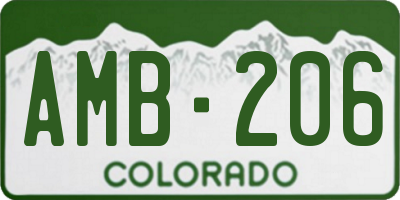 CO license plate AMB206