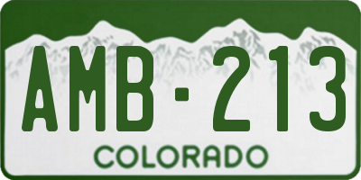 CO license plate AMB213