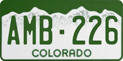 CO license plate AMB226