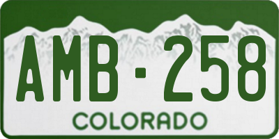 CO license plate AMB258