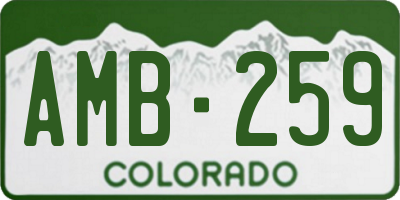 CO license plate AMB259