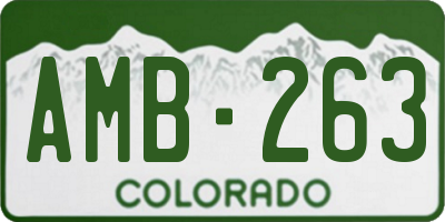CO license plate AMB263