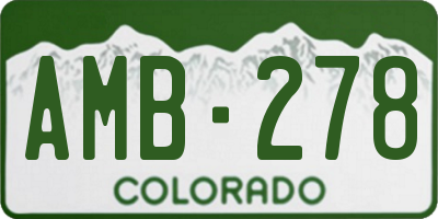 CO license plate AMB278