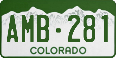 CO license plate AMB281