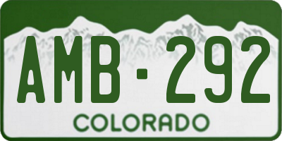 CO license plate AMB292