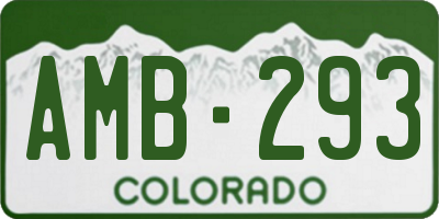 CO license plate AMB293